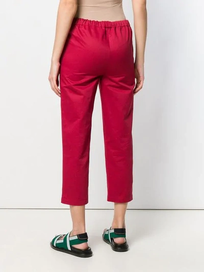 Shop Marni Cropped Trousers In Red