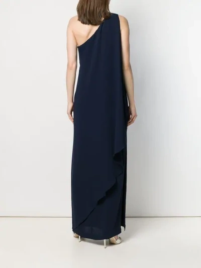 Shop Lauren Ralph Lauren Deannie One-shoulder Gown In Blue