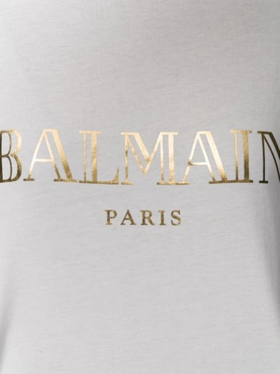 Shop Balmain Logo Printed T-shirt In White