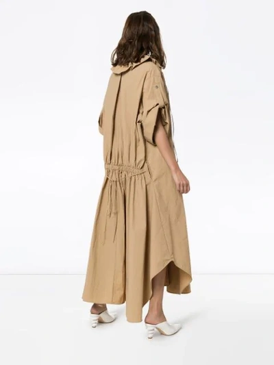 Shop Jil Sander Ruffle Collar Maxi Dress In Brown