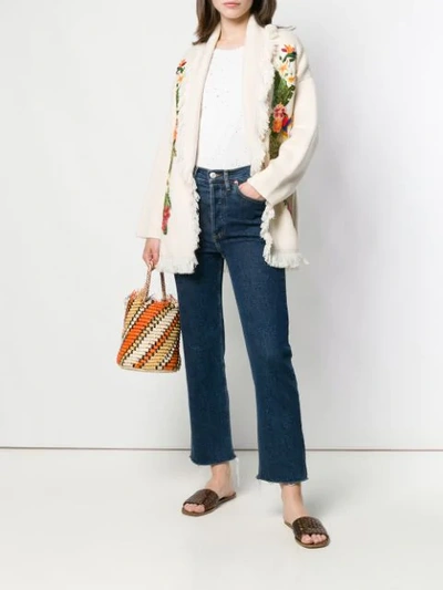 Shop Alanui Embroidered Floral Cardigan In Neutrals