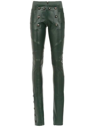 ANDREA BOGOSIAN LEATHER SKINNY TROUSERS - 绿色