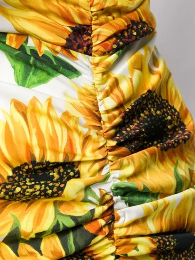 Shop Dolce & Gabbana Sunflower Print Dress In Hahh9 Girasoli Fdo Panna