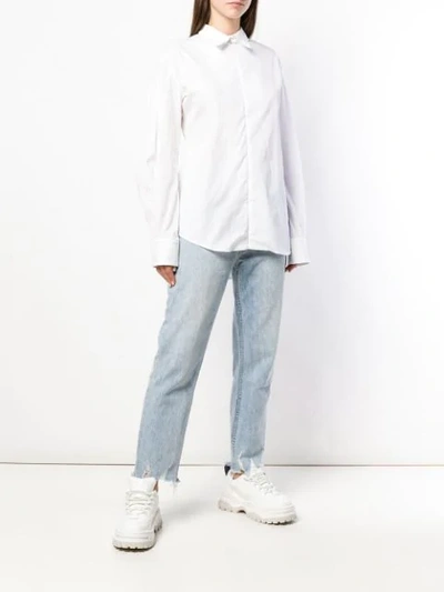 Shop Aalto Oversized Zipped Shirt In White
