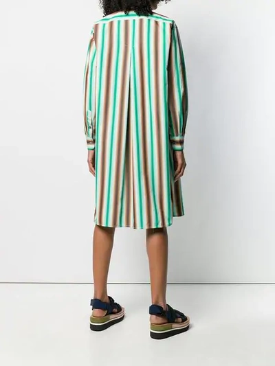 Shop Marni Striped Shirt Dress In Green