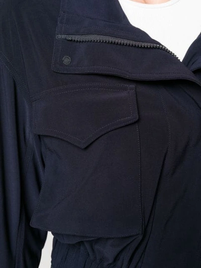 Shop Norma Kamali Zipped Cropped Jacket In Blue