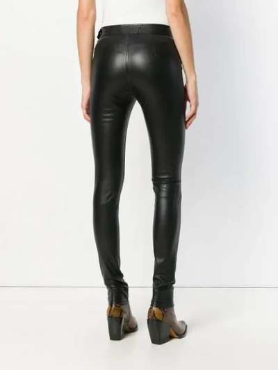 Shop Roberto Cavalli Leather Leggings In 5051 Black
