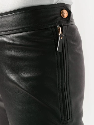 Shop Roberto Cavalli Leather Leggings In 5051 Black