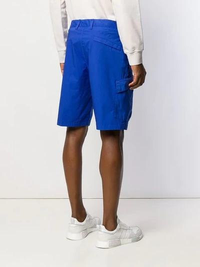 Shop Stone Island Logo Patch Bermuda Shorts In Blue