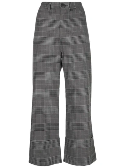 Shop Sea Checked Wide-leg Trousers In Brown