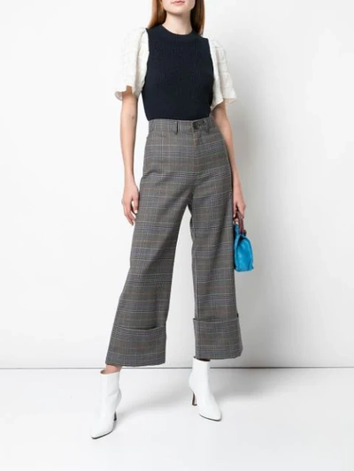 Shop Sea Checked Wide-leg Trousers In Brown