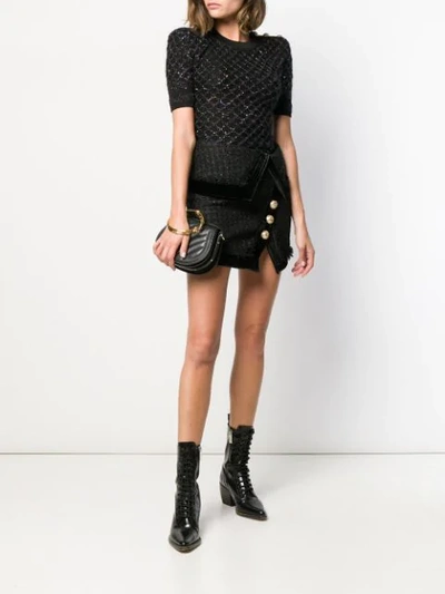 BALMAIN TWEED MINI SKIRT - 黑色