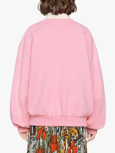 Shop Gucci Oversize Sweatshirt With  Tennis In Pink