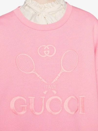 Shop Gucci Oversize Sweatshirt With  Tennis In Pink