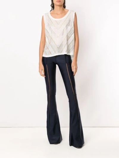 Shop Andrea Bogosian Embellished Linen Blouse In White