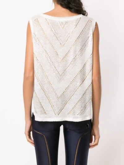 Shop Andrea Bogosian Embellished Linen Blouse In White