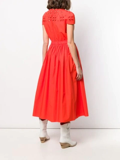 Shop Fendi Eyelet Detailed Dress In Orange