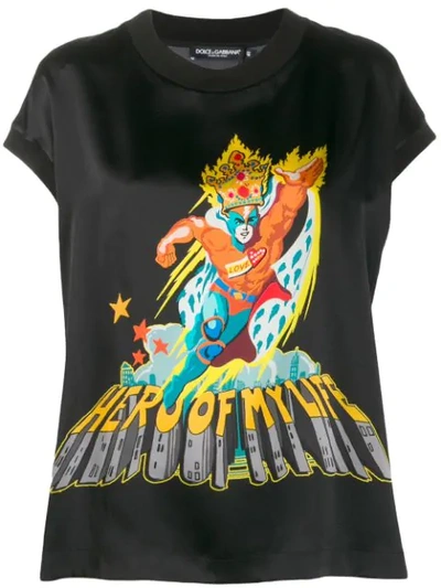 Shop Dolce & Gabbana Hero Of My Life T-shirt In Black