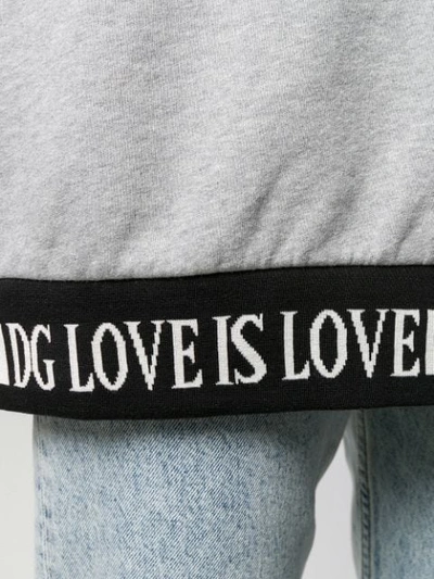 Shop Dolce & Gabbana Oversized Slogan Knit Sweater In Grey