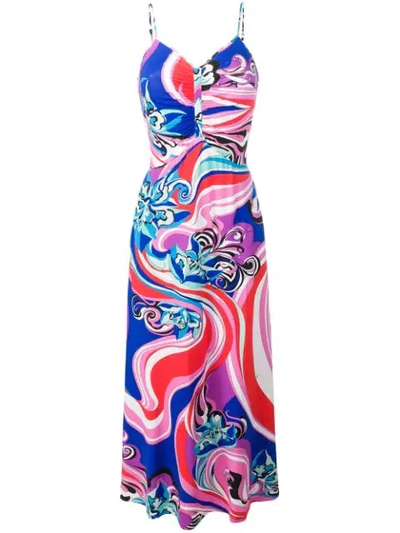 Shop Emilio Pucci Merida Print Cami Dress In Blue