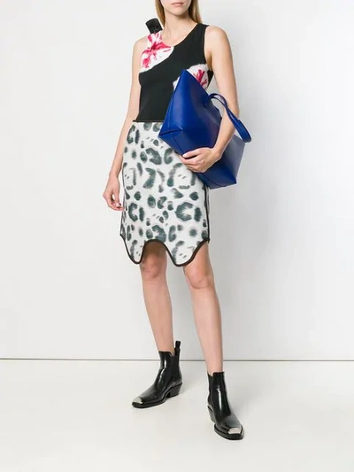 Shop Calvin Klein 205w39nyc Leopard Print Skirt With Asymmetric Hem In Neutrals