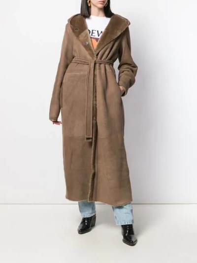 Shop Liska Teddy Hooded Coat In Neutrals