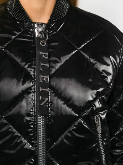 Shop Philipp Plein Quilted Bomber Jacket In Black