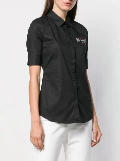 Shop Love Moschino Heart Logo Print Shirt In Black