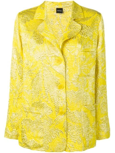 Shop Aspesi Jacquard Button Blazer In Yellow