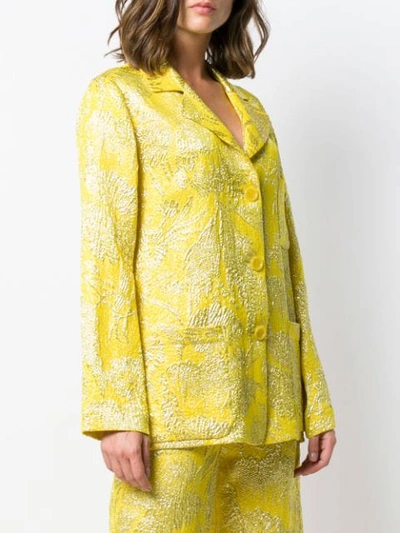 Shop Aspesi Jacquard Button Blazer In Yellow