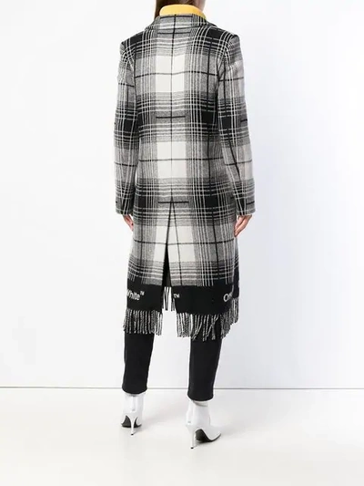 Shop Off-white Double-breasted Checked Coat In Grey