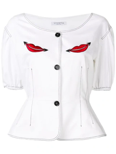 Shop Vivetta Embroidered Lips Jacket In White