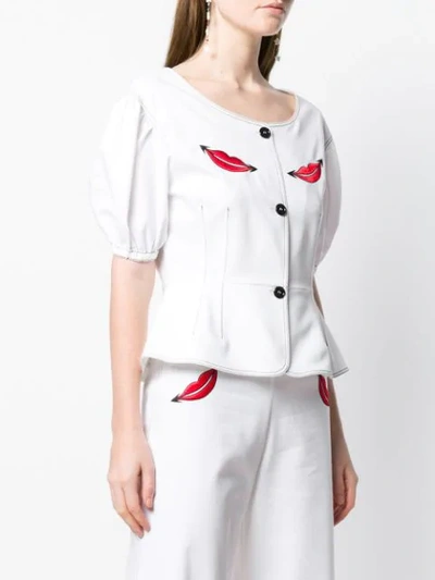 Shop Vivetta Embroidered Lips Jacket In White