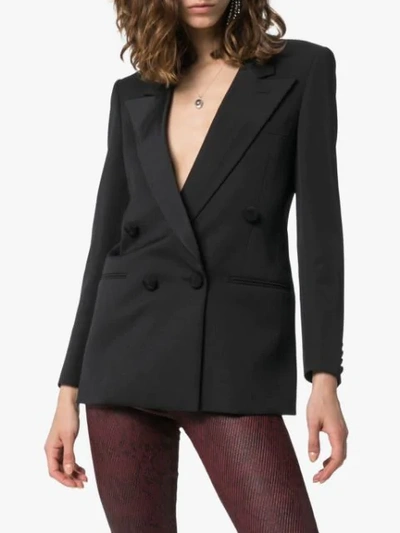 Shop Saint Laurent Double-breasted Tuxedo Blazer In Black