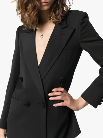 Shop Saint Laurent Double-breasted Tuxedo Blazer In Black