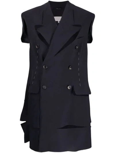 Shop Maison Margiela Formal Waistcoat With Cut-outs In Blue