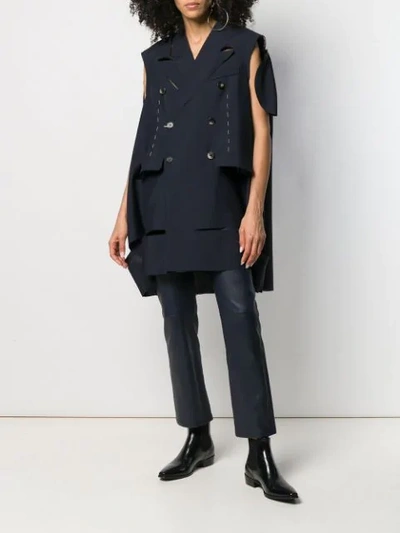 Shop Maison Margiela Formal Waistcoat With Cut-outs In Blue
