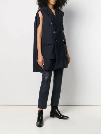 Shop Maison Margiela Formal Waistcoat With Cut-outs In Blue