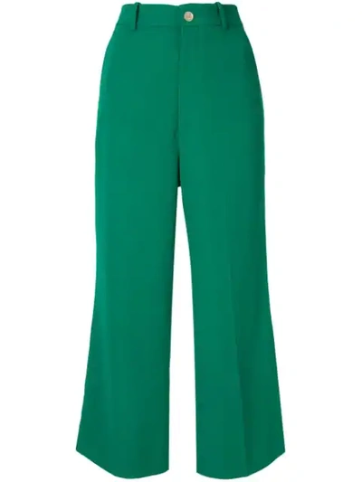 Shop Gucci Viscose Culotte Pant With Web In Green