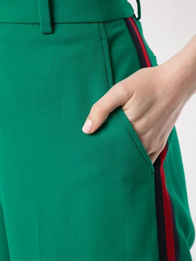 Shop Gucci Viscose Culotte Pant With Web In Green
