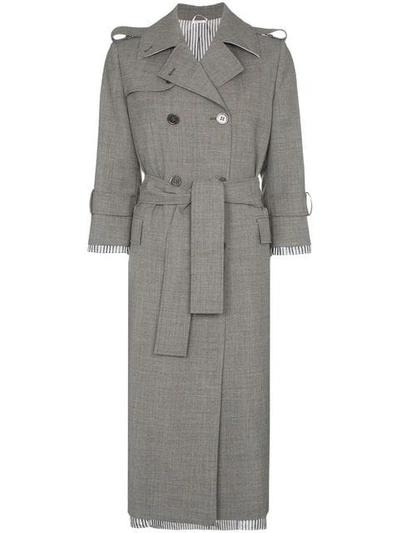 Shop Thom Browne Double-breasted Trench Coat - Grey