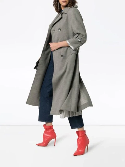 Shop Thom Browne Double-breasted Trench Coat - Grey