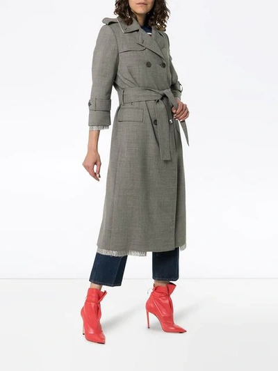 Shop Thom Browne Double-breasted Trench Coat - Grey