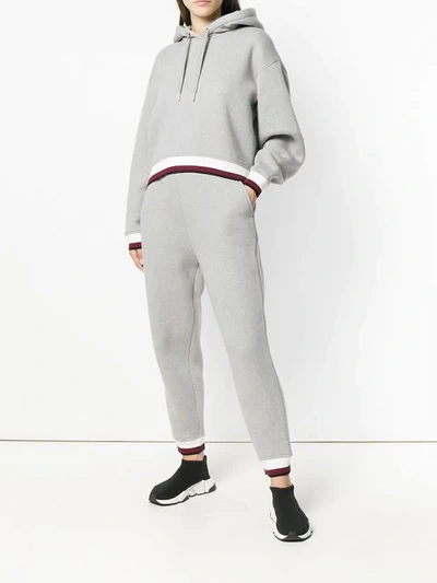 Shop Alexander Wang T Contrast Band Hoodie In Grey