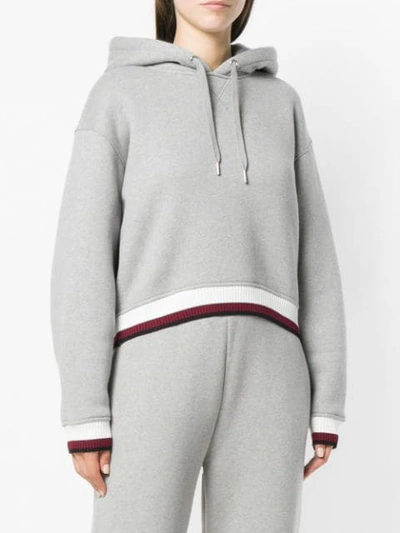 Shop Alexander Wang T Contrast Band Hoodie In Grey