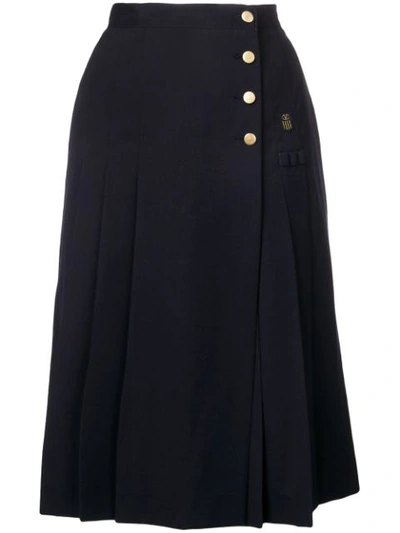 Shop Valentino Vintage 1980's High Pleated Skirt - Blue