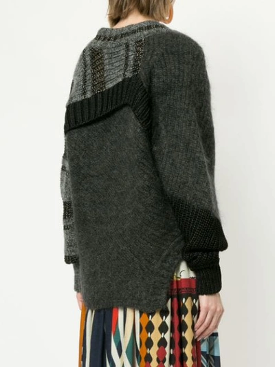 Shop Kolor Patchwork Asymmetric Sweater - Grey