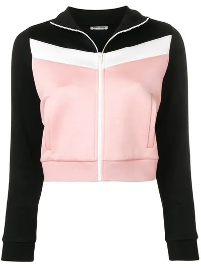 Shop Miu Miu Panelled Track Jacket In Pink