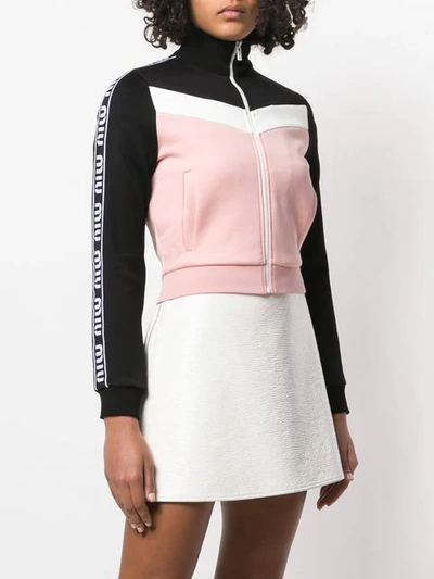 Shop Miu Miu Panelled Track Jacket In Pink