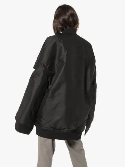 Shop Rick Owens Oversized And Slit Sleeve Bomber Jacket In Black